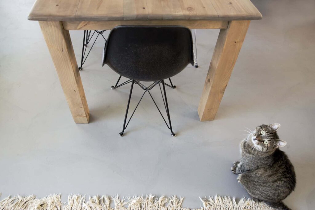 eetkamer met beton cire