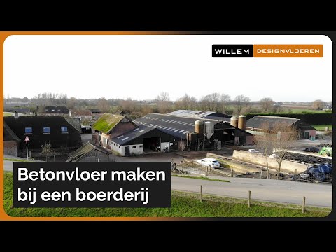 Betonvloer maken bij een boerderij