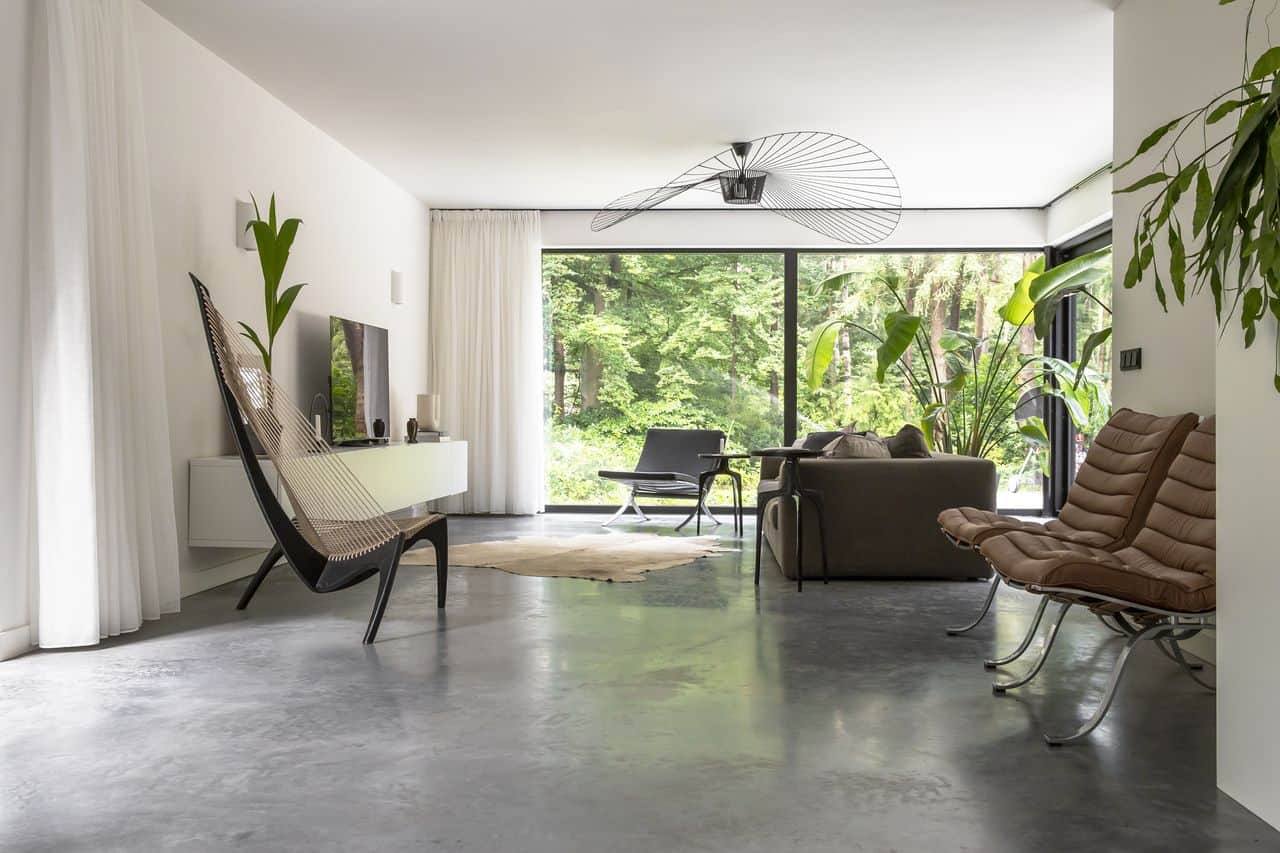 Betonvloer woonkamer, woonkamer inspiratie, vloeren, betonvloeren