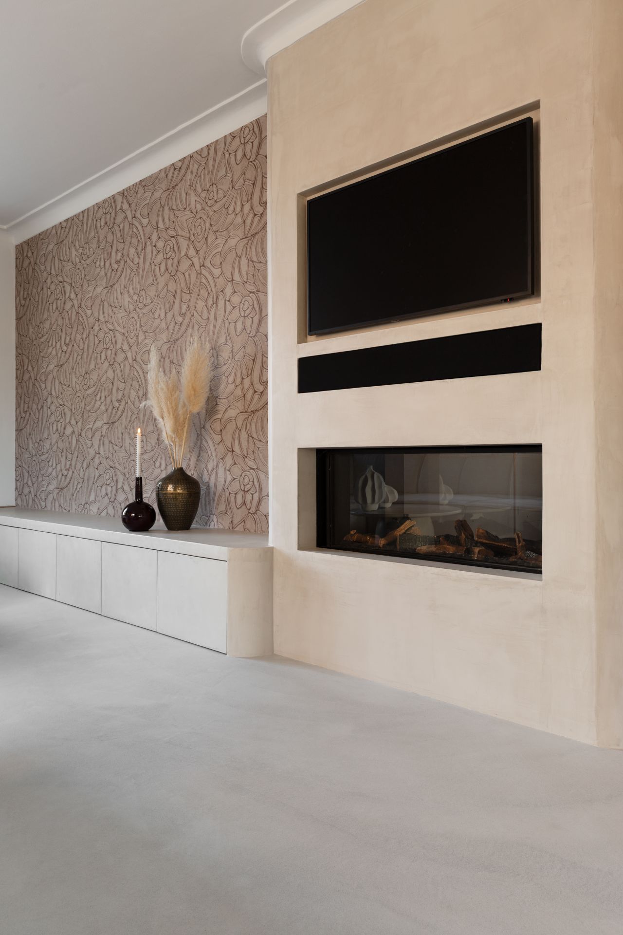 lavasteen gietvloer tv meubel