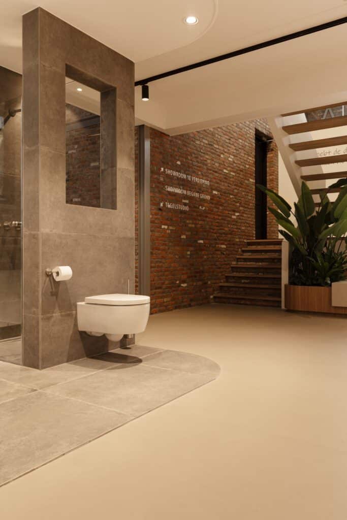 lavasteen gietvloer badkamer showroom dodewaard