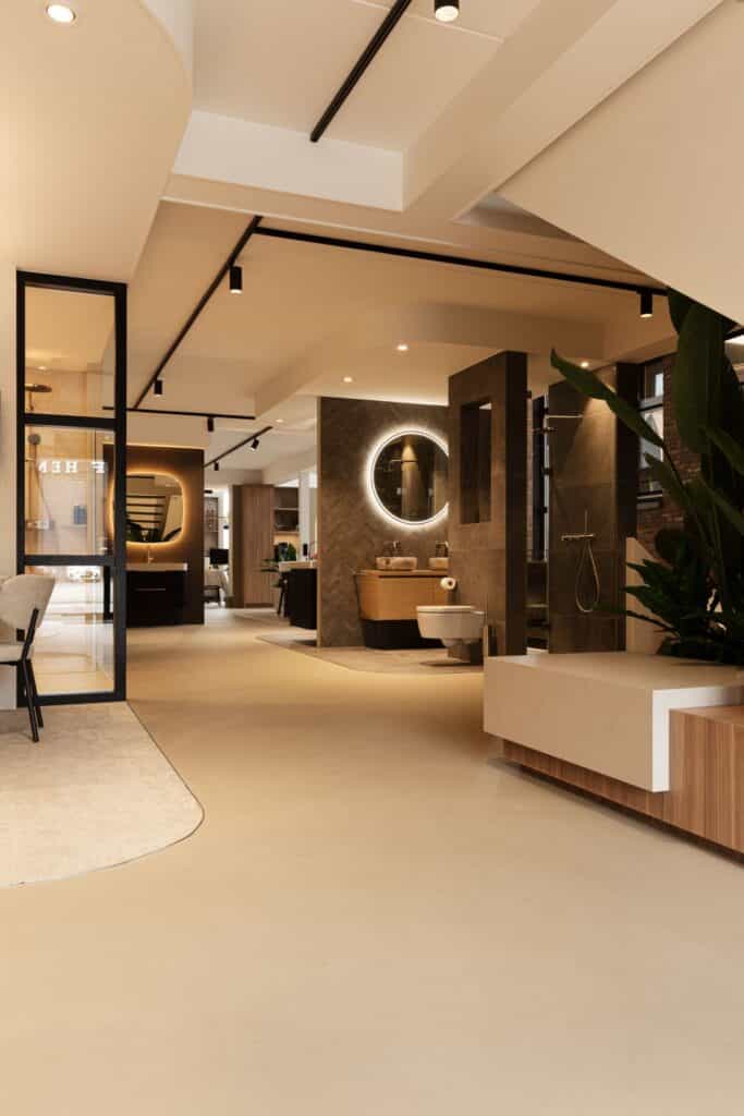 lavasteen gietvloer badkamer showroom dodewaard