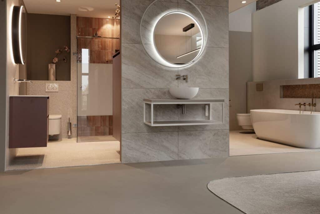 lavasteen gietvloer badkamer showroom dodewaard