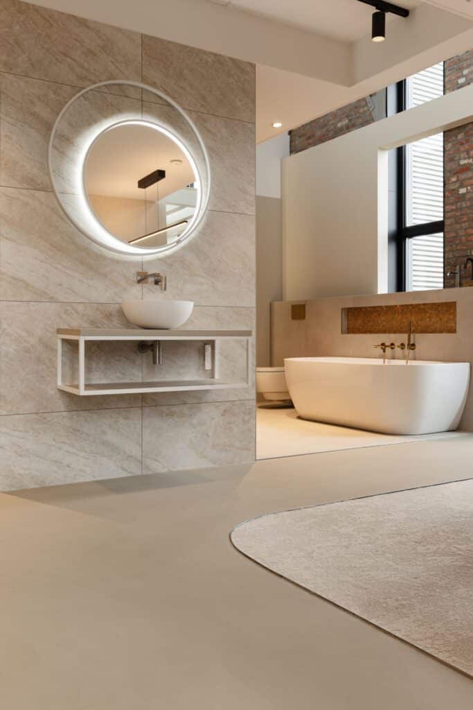lavasteen gietvloer badkamer showroom dodewaard