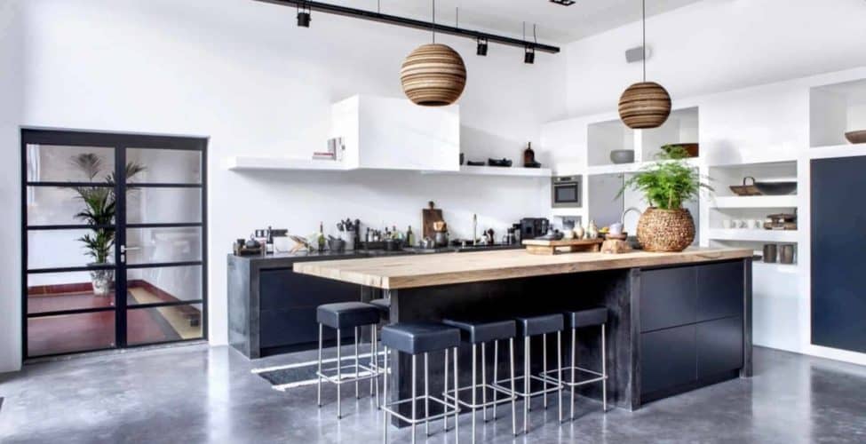 woonbeton in de keuken, keuken met betonnen vloer