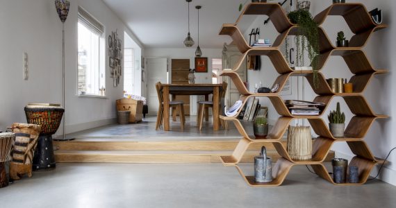 gevlinderd beton in de woning, vloer van willem designvloeren