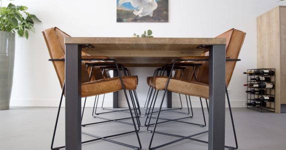 betonlook eettafel, beton ciré vloer